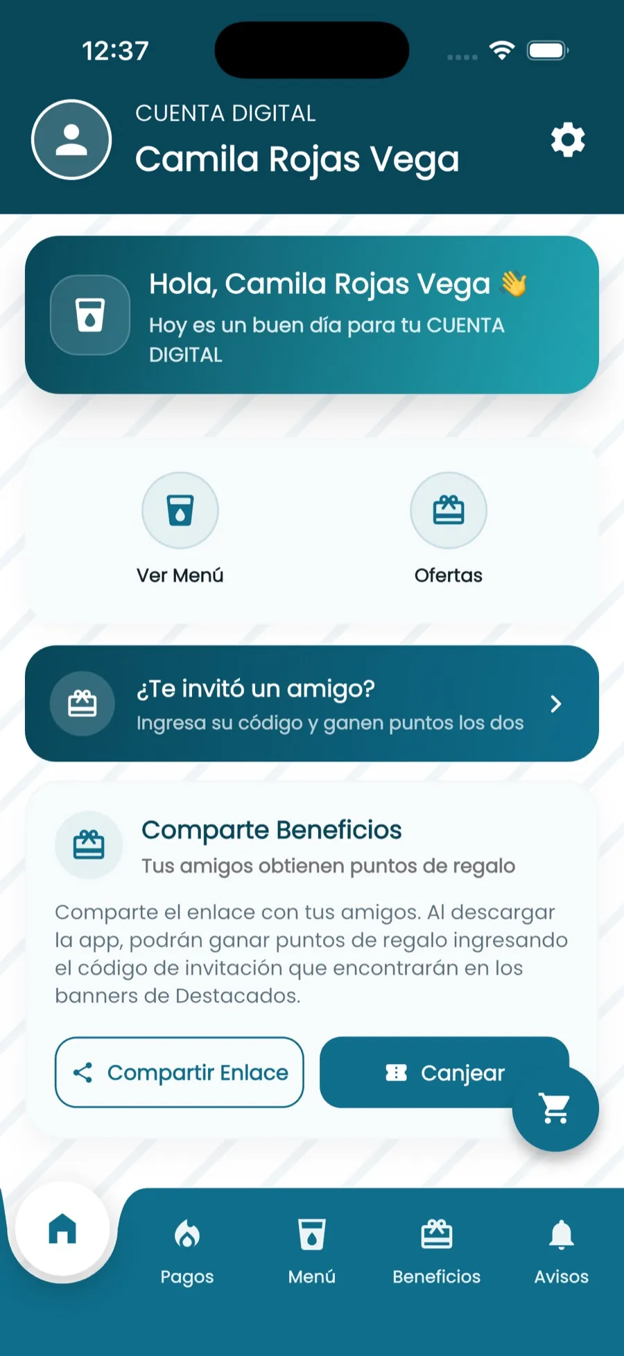 Pantalla real de cuenta digital en Splash Bubble